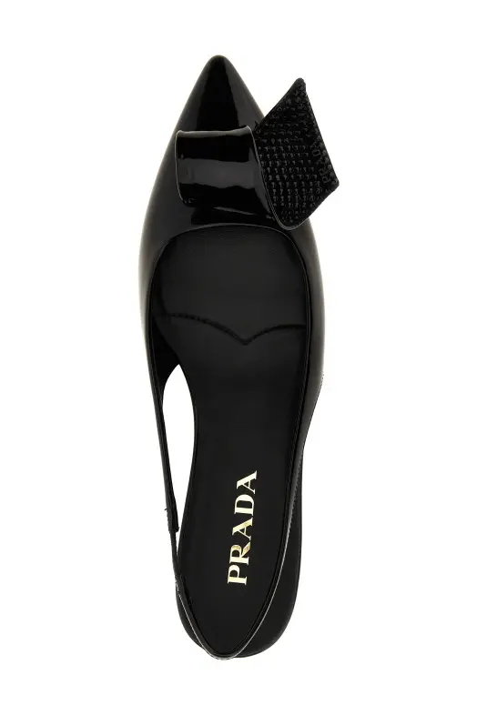 スリッポン PRADA 'Torchon' slingback Black  1I345NF553LOC Prada - Black Patent Leather Pointed Slingback, 45mm