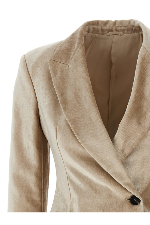 Beige velvet blazer sales