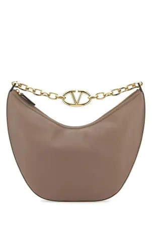 ショルダーバッグ・ポシェット VALENTINO ANTIQUED PINK MEDIUM HOBO VLOGO MOON SHOULDER BAG Vlogo Moon Medium Grainy Calfskin Hobo Bag With Chain for
