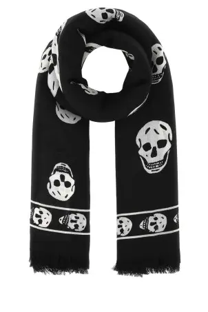 Printed silk foulard Black and white ALEXANDER MCQUEEN