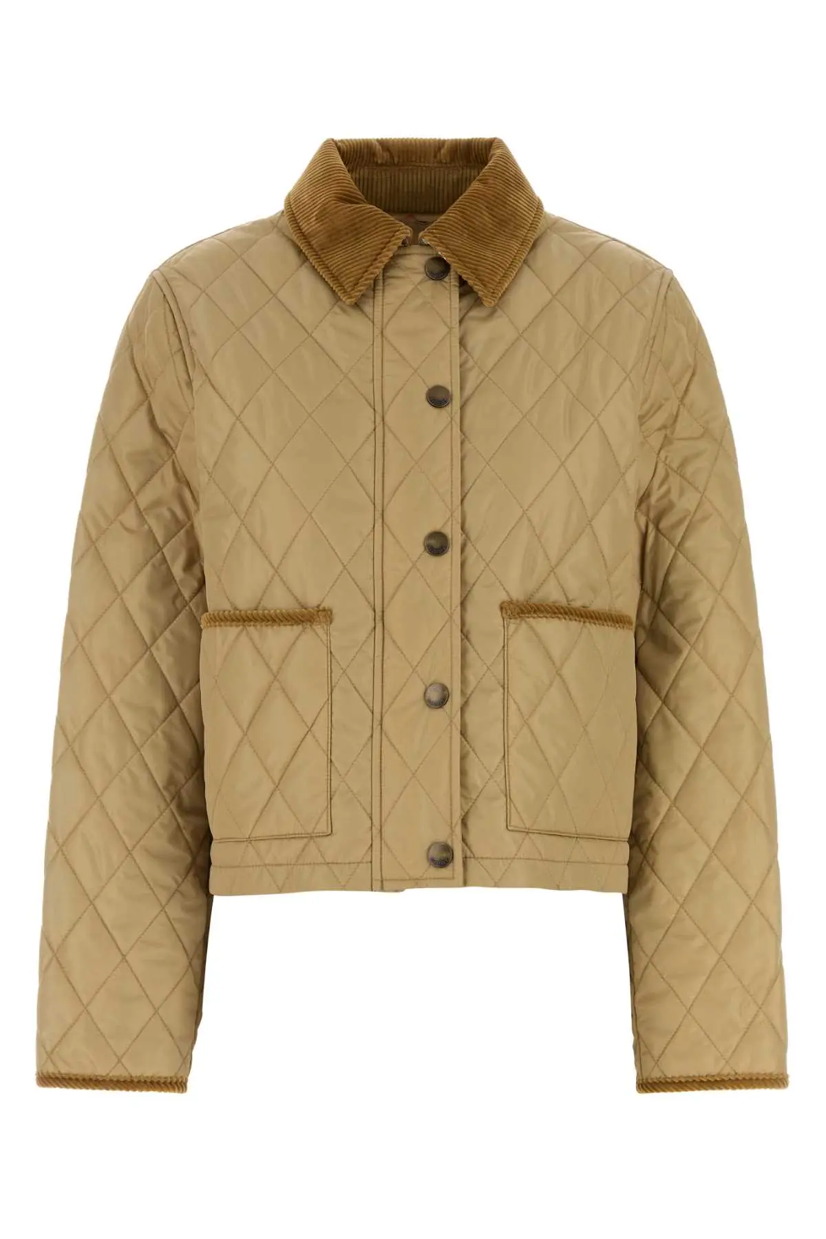 【関税&送料込】Burberry Beige Nylon Jacket Burberry: Beige Check Hood Quilted Nylon Jacket | SSENSE