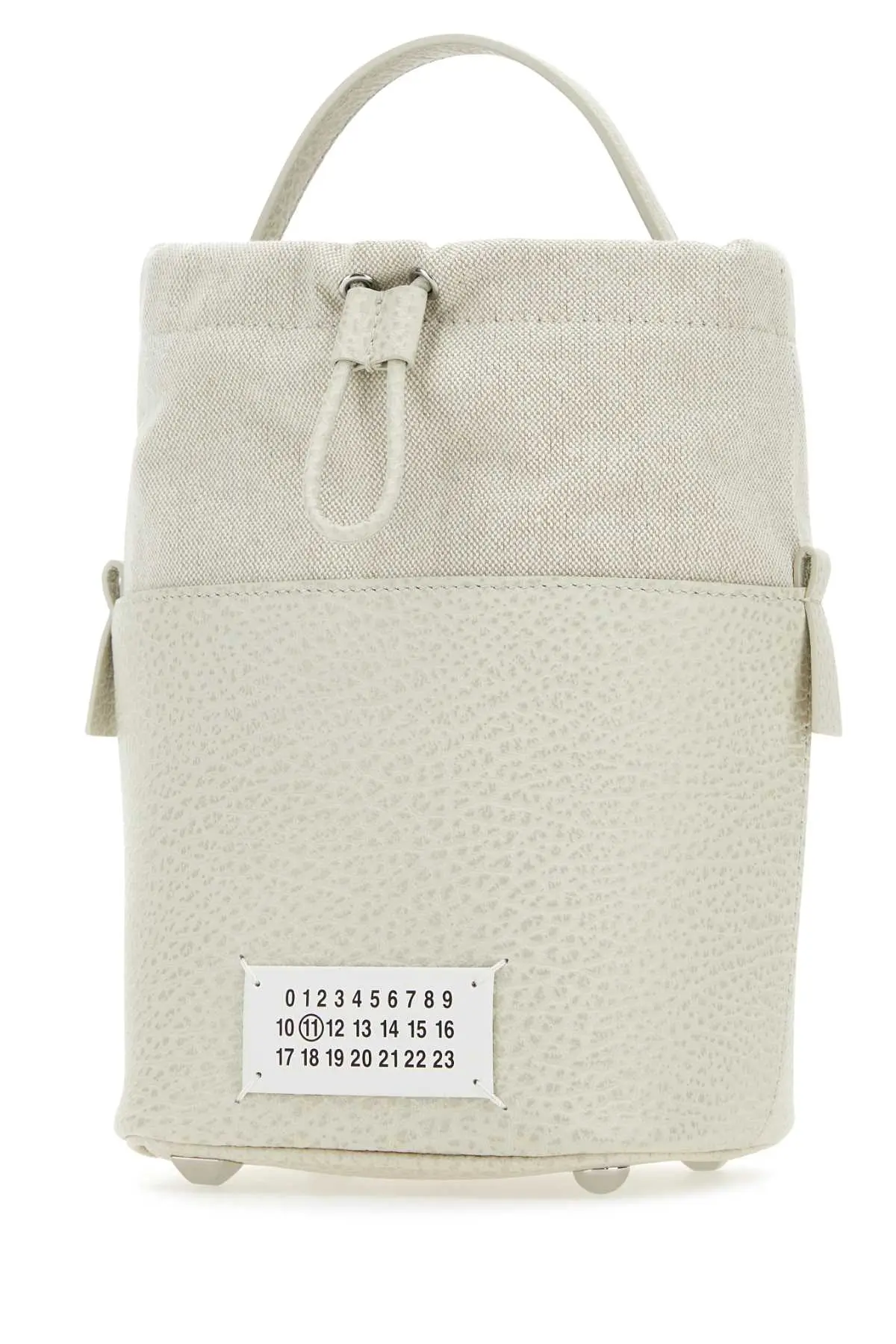 Chalk leather and canvas mini 5AC bucket bag MAISON MARGIELA 