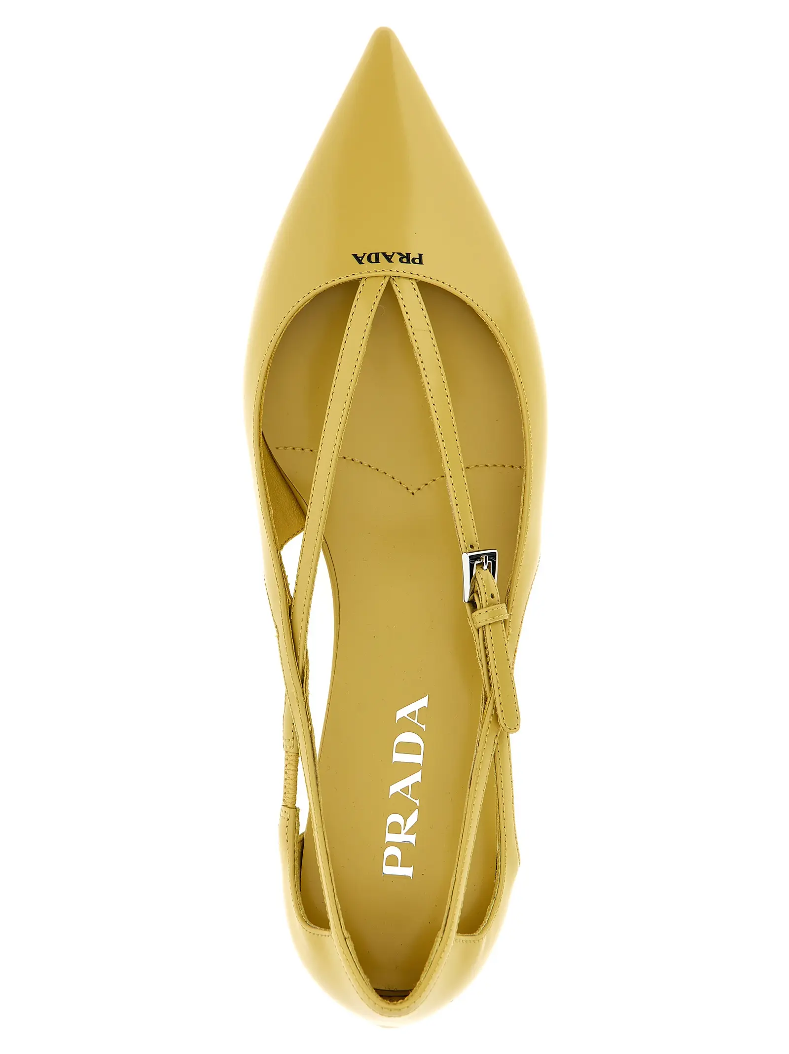 フラットシューズ PRADA Logo leather ballet flats Yellow 1F733NF015055 Logo leather ballet flats Yellow