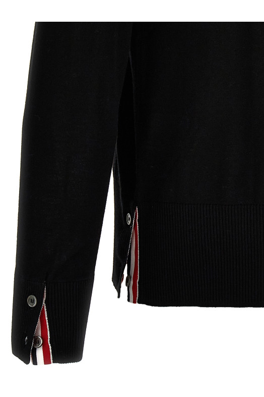 Кардиган з мериносової вовни Чорний THOM BROWNE MKC002AY1014001 Кардиган з мериносової вовни Чорний THOM BROWNE MKC002AY1014001