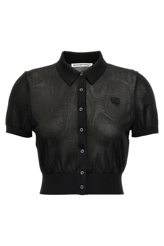 Cropped polo shirt Black Cropped polo shirt Black