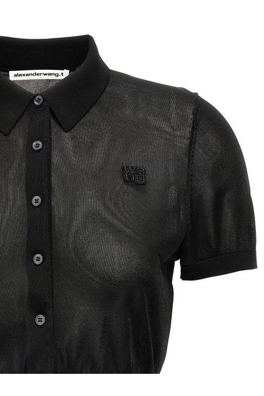 Cropped polo shirt Black Cropped polo shirt Black