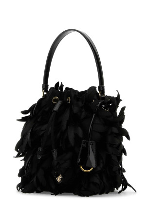 Прикрашена атласна міні-сумка-відро Чорна PRADA (1BE067VWXM2C5R) Прикрашена атласна міні-сумка-відро Чорна PRADA (1BE067VWXM2C5R)