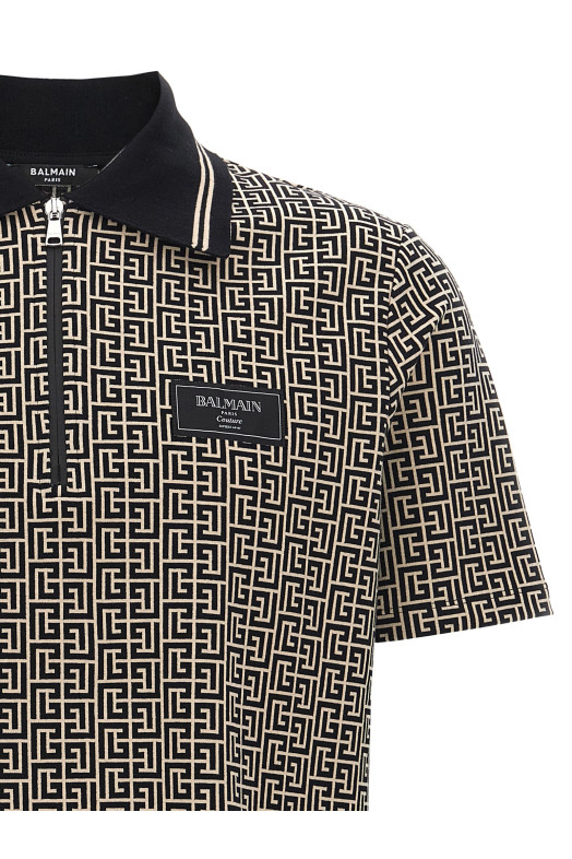 Поло BALMAIN 'PB' чорно-сіре EH1GC027BC90GFE Поло BALMAIN 'PB' чорно-сіре EH1GC027BC90GFE