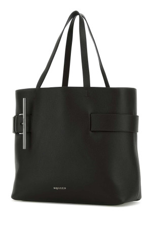 Чорна шкіряна сумка для покупок з T-подібною ручкою Чорна ALEXANDER MCQUEEN (8135321VDDM) Чорна шкіряна сумка для покупок з T-подібною ручкою Чорна ALEXANDER MCQUEEN (8135321VDDM)