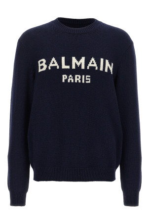 Вовняний светр з логотипом Синій BALMAIN DH1KD000KG97SAJ Вовняний светр з логотипом Синій BALMAIN DH1KD000KG97SAJ