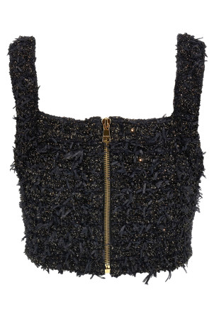 Твідовий топ з люрексом Чорний BALMAIN EF1AB053KB19EAD Твідовий топ з люрексом Чорний BALMAIN EF1AB053KB19EAD