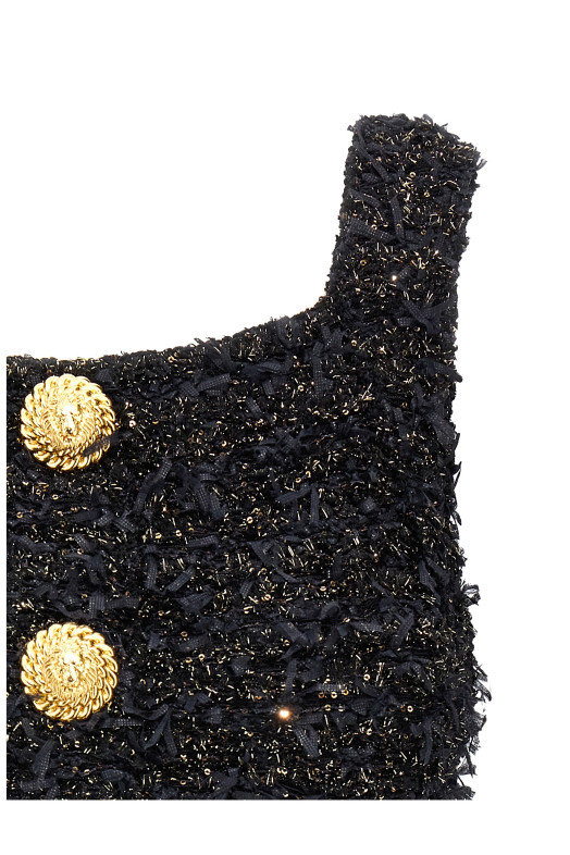 Твідовий топ з люрексом Чорний BALMAIN EF1AB053KB19EAD Твідовий топ з люрексом Чорний BALMAIN EF1AB053KB19EAD