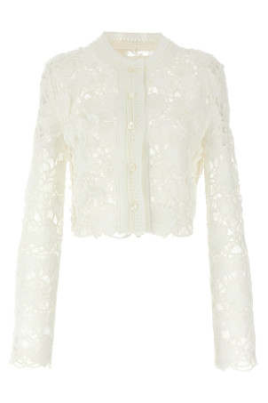 Кардиган з тюлю з макраме Білий ERMANNO SCERVINO D465N336UZG14300 Кардиган з тюлю з макраме Білий ERMANNO SCERVINO D465N336UZG14300