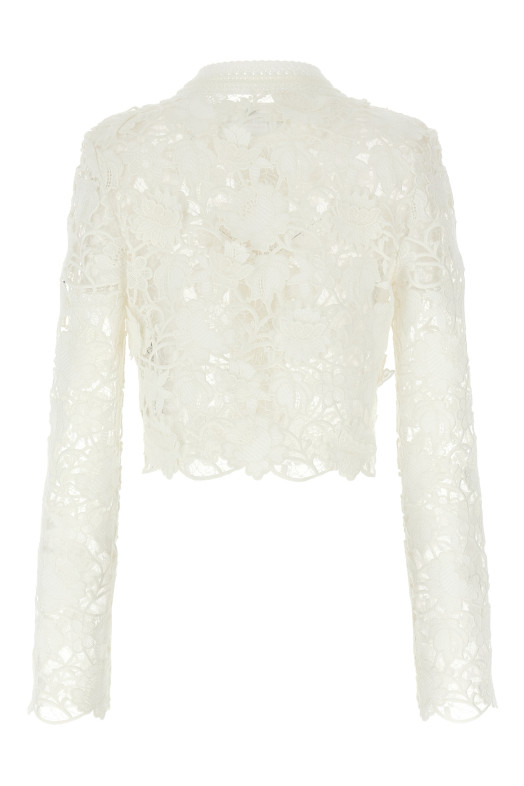 Кардиган з тюлю з макраме Білий ERMANNO SCERVINO D465N336UZG14300 Кардиган з тюлю з макраме Білий ERMANNO SCERVINO D465N336UZG14300