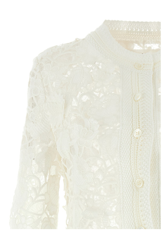 Кардиган з тюлю з макраме Білий ERMANNO SCERVINO D465N336UZG14300 Кардиган з тюлю з макраме Білий ERMANNO SCERVINO D465N336UZG14300
