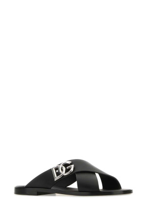 Black leather slippers Black DOLCE & GABBANA (A80440AO602) Black leather slippers Black DOLCE & GABBANA (A80440AO602)