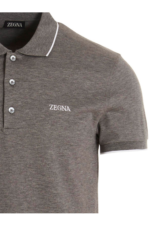 Поло з вишивкою логотипу Сірий ZEGNA E7358A5B746K95 Поло з вишивкою логотипу Сірий ZEGNA E7358A5B746K95