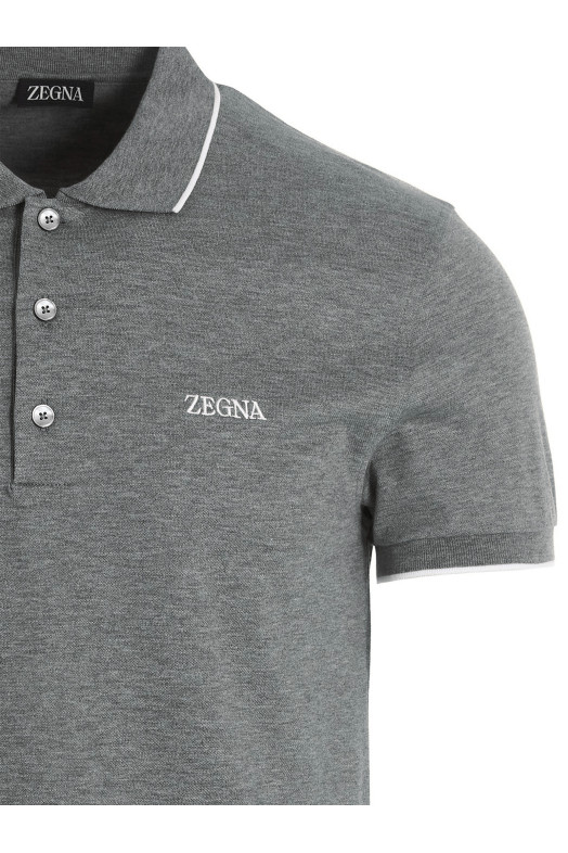 Поло з вишивкою логотипу Сірий ZEGNA E7358A5B746K95 Поло з вишивкою логотипу Сірий ZEGNA E7358A5B746K95