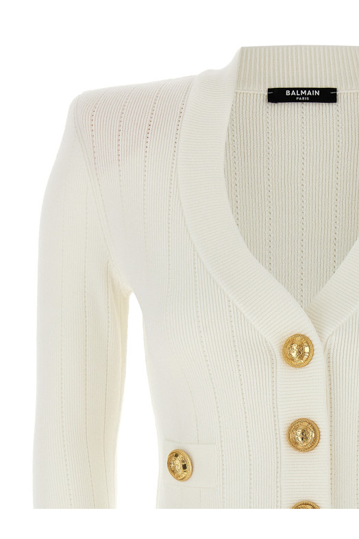 Кардиган на ґудзиках з логотипом Білий BALMAIN DF1KL007KB070FA Кардиган на ґудзиках з логотипом Білий BALMAIN DF1KL007KB070FA