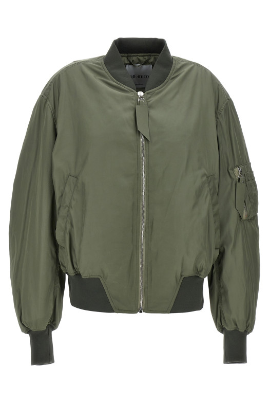 Нейлоновая куртка-бомбер Зеленый THE ATTICO 250WCB00070828