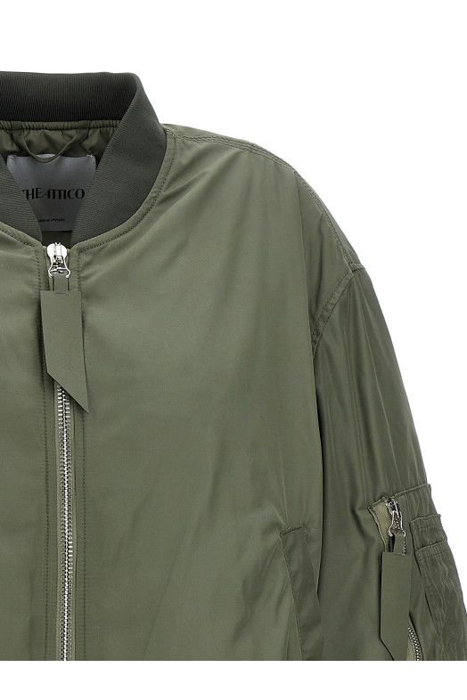 Нейлоновая куртка-бомбер Зеленый THE ATTICO 250WCB00070828