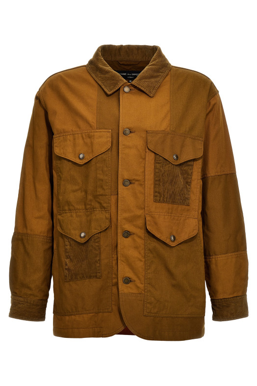 Ребристий оксамитовий піджак з полотняною вставкою Коричневий COMME DES GARҪONS HOMME HMJ0100511 Ребристий оксамитовий піджак з полотняною вставкою Коричневий COMME DES GARҪONS HOMME HMJ0100511