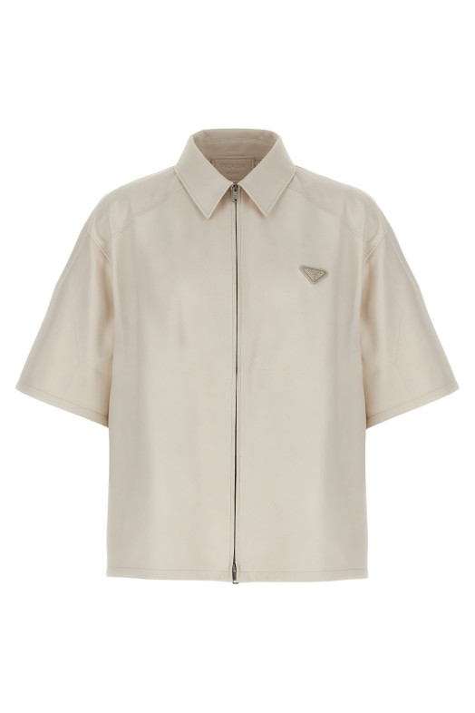 Рубашка из кожи наппа Белая PRADA UPC222SOOO14ITF0K74 Рубашка из кожи наппа Белая PRADA UPC222SOOO14ITF0K74