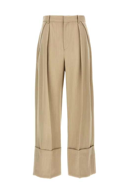 Брюки макси с отворотом Бежевый VICTORIA BECKHAM 1125WTR006059AALMOND Брюки макси с отворотом Бежевый VICTORIA BECKHAM 1125WTR006059AALMOND