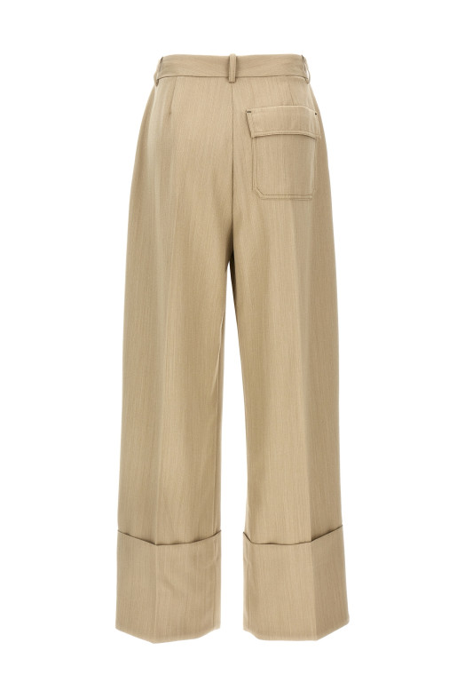 Брюки макси с отворотом Бежевый VICTORIA BECKHAM 1125WTR006059AALMOND Брюки макси с отворотом Бежевый VICTORIA BECKHAM 1125WTR006059AALMOND