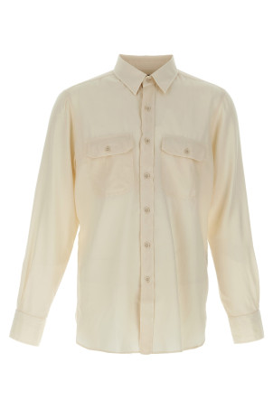 Рубашка из саржи Белая TOM FORD HME001FMG002S24IG082 Рубашка из саржи Белая TOM FORD HME001FMG002S24IG082
