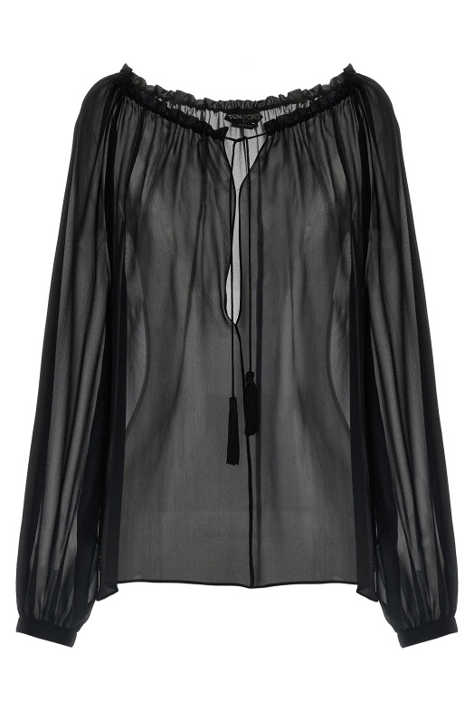 Шелковая блузка Черный TOM FORD TS2091FAX852LB999 Шелковая блузка Черный TOM FORD TS2091FAX852LB999