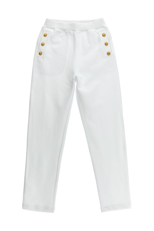 Джоггеры з логотипом на ґудзиках Білий BALMAIN KIDS BU6A60Z0081100OR Джоггеры з логотипом на ґудзиках Білий BALMAIN KIDS BU6A60Z0081100OR