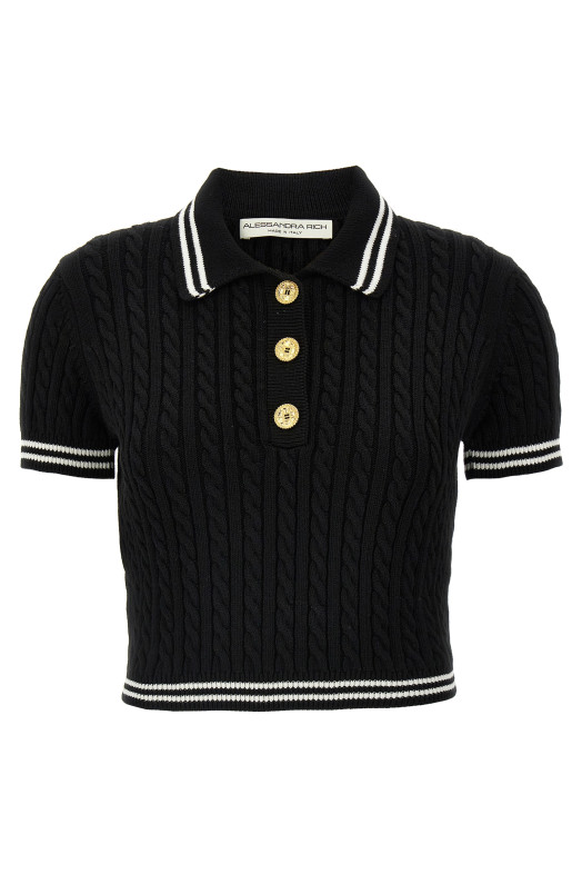 Braided polo shirt Black-grey Braided polo shirt Black-grey