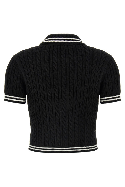Braided polo shirt Black-grey Braided polo shirt Black-grey