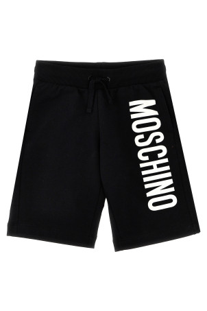 Шорты-бермуды с принтом логотипа Черно-серые MOSCHINO KID TEEN HUQ02FLDA25NEROBLACK Шорты-бермуды с принтом логотипа Черно-серые MOSCHINO KID TEEN HUQ02FLDA25NEROBLACK