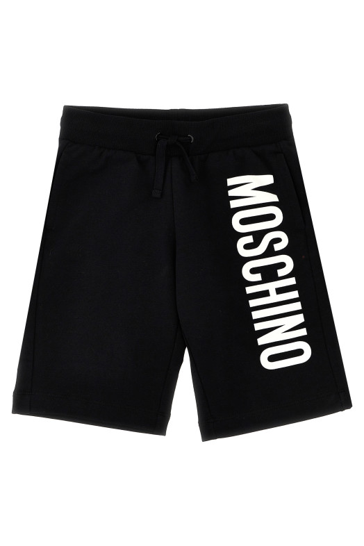 Бермуди з логотипом чорно-сірі з принтом MOSCHINO KID TEEN HUQ02FLDA25NEROBLACK Бермуди з логотипом чорно-сірі з принтом MOSCHINO KID TEEN HUQ02FLDA25NEROBLACK