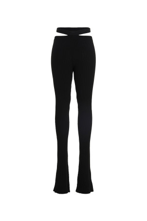 Ribbed flared trousers Black