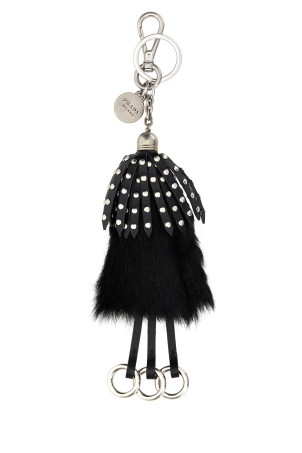 Black calf hair and leather keyring Black PRADA (1TT2542HIO) Black calf hair and leather keyring Black PRADA (1TT2542HIO)