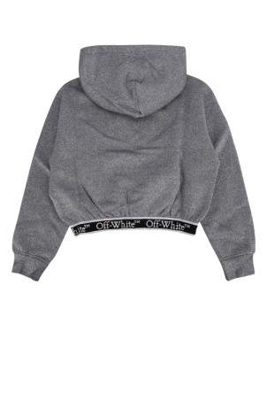 BOOKISH LOGO BAND HOODIE CROP SILVER  B OFF WHITE KIDS (OGBB005F24FLE001) BOOKISH LOGO BAND HOODIE CROP SILVER  B OFF WHITE KIDS (OGBB005F24FLE001)