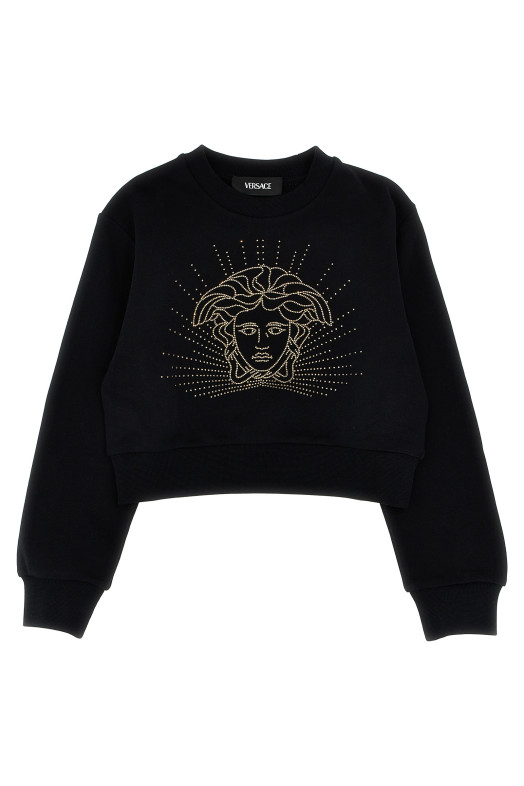 Толстовка со стразами VERSACE KIDS 'Medusa' Черный 10181921A130472B130 Толстовка со стразами VERSACE KIDS 'Medusa' Черный 10181921A130472B130