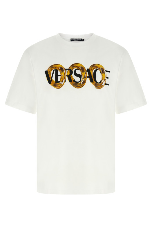 Футболка з принтом логотипу Біла VERSACE 10133021A134012W580 Футболка з принтом логотипу Біла VERSACE 10133021A134012W580