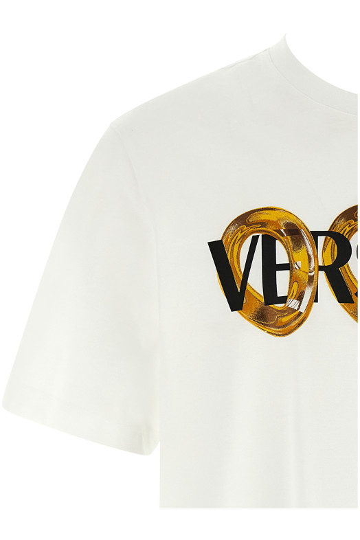 Футболка з принтом логотипу Біла VERSACE 10133021A134012W580 Футболка з принтом логотипу Біла VERSACE 10133021A134012W580