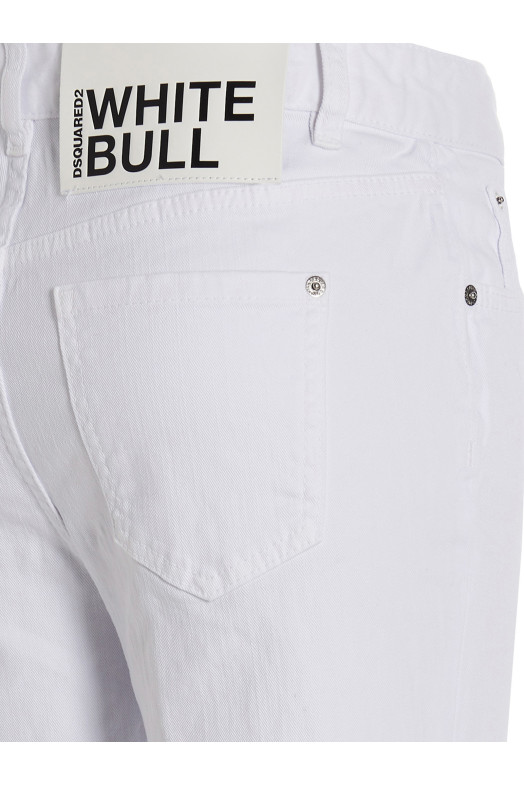 Джинсы Super Flared Cropped' белые DSQUARED2 (S72LB0637S39781100)