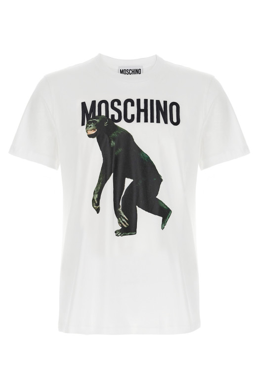 Футболка з вишивкою логотипу Біла MOSCHINO A071302411001