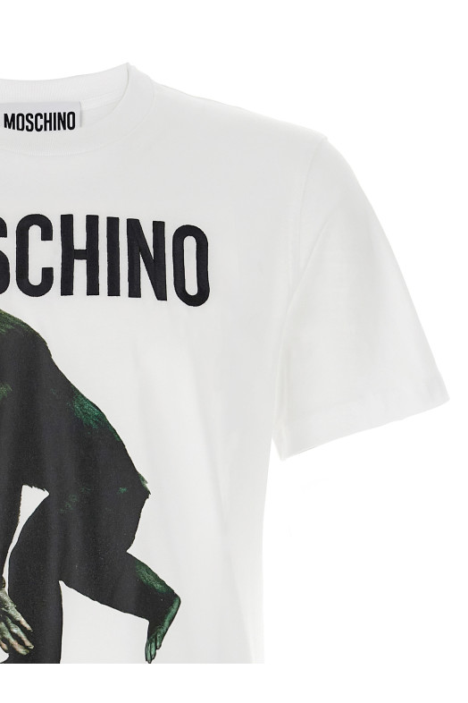 Футболка з вишивкою логотипу Біла MOSCHINO A071302411001