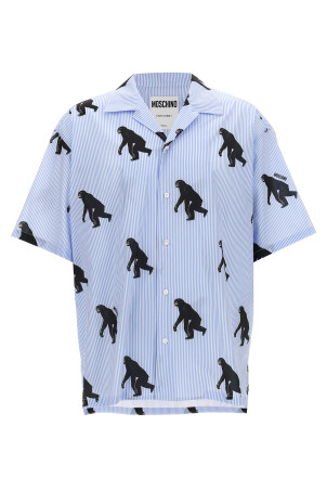 Рубашка с принтом MOSCHINO 'Scimpanzé' СИНИЙ A022602581303 Рубашка с принтом MOSCHINO 'Scimpanzé' СИНИЙ A022602581303