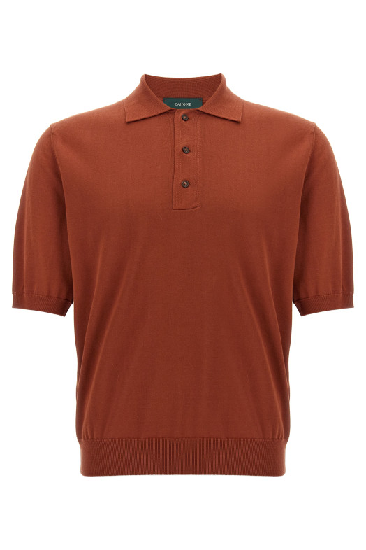 Бавовняна сорочка-поло Коричневий ZANONE 810162ZY318Z5542 Бавовняна сорочка-поло Коричневий ZANONE 810162ZY318Z5542