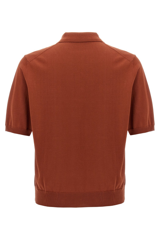 Бавовняна сорочка-поло Коричневий ZANONE 810162ZY318Z5542 Бавовняна сорочка-поло Коричневий ZANONE 810162ZY318Z5542