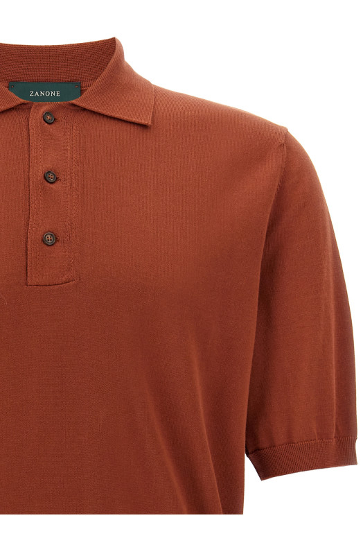 Бавовняна сорочка-поло Коричневий ZANONE 810162ZY318Z5542 Бавовняна сорочка-поло Коричневий ZANONE 810162ZY318Z5542