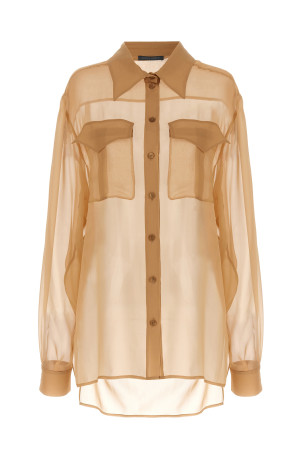 Шифонова сорочка бежевого кольору ALBERTA FERRETTI A021616140018 Шифонова сорочка бежевого кольору ALBERTA FERRETTI A021616140018